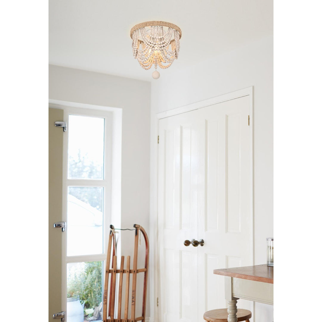 12 Inch Beaded Flush Mount In Antique White