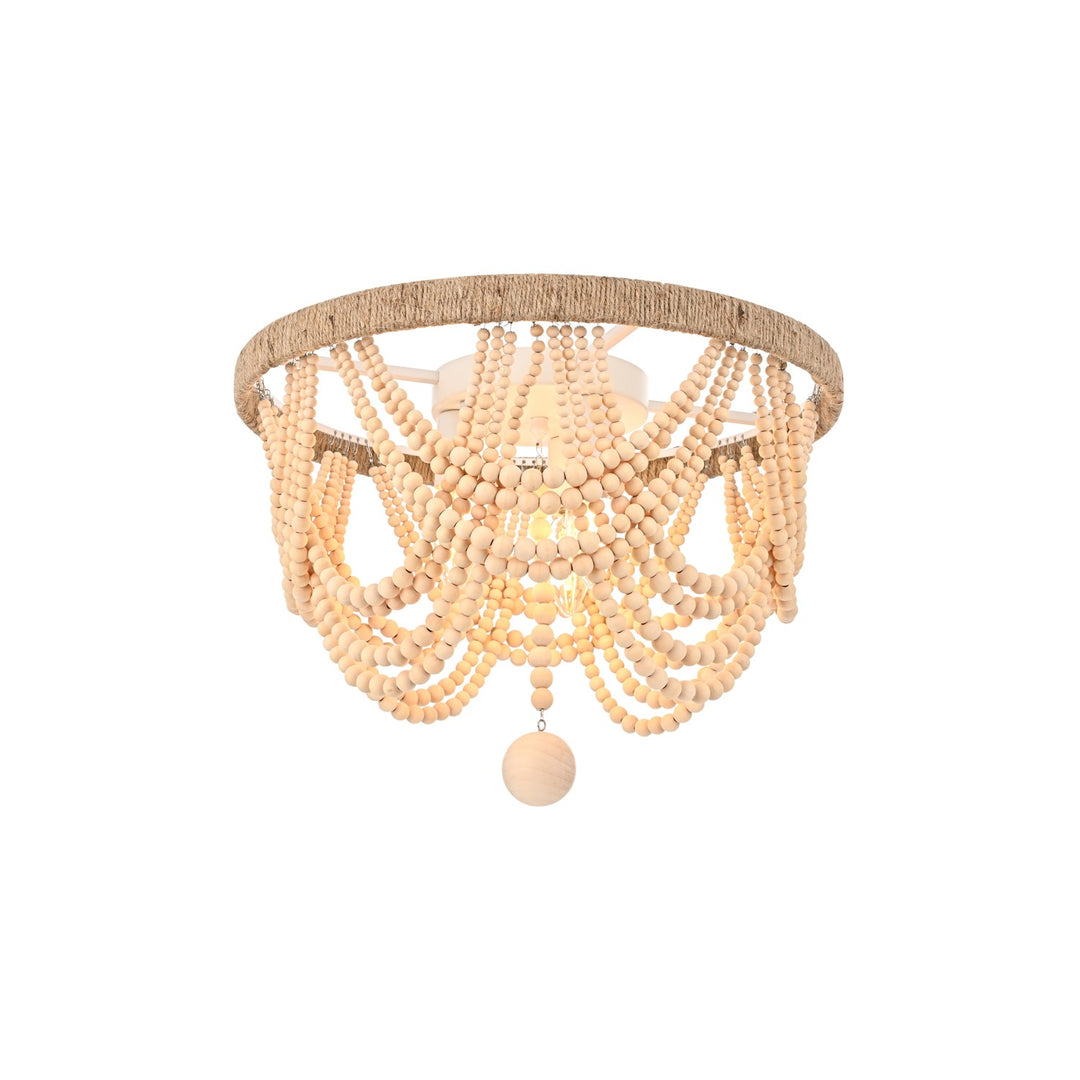 16 Inch Beaded Flush Mount In Beige by Living District