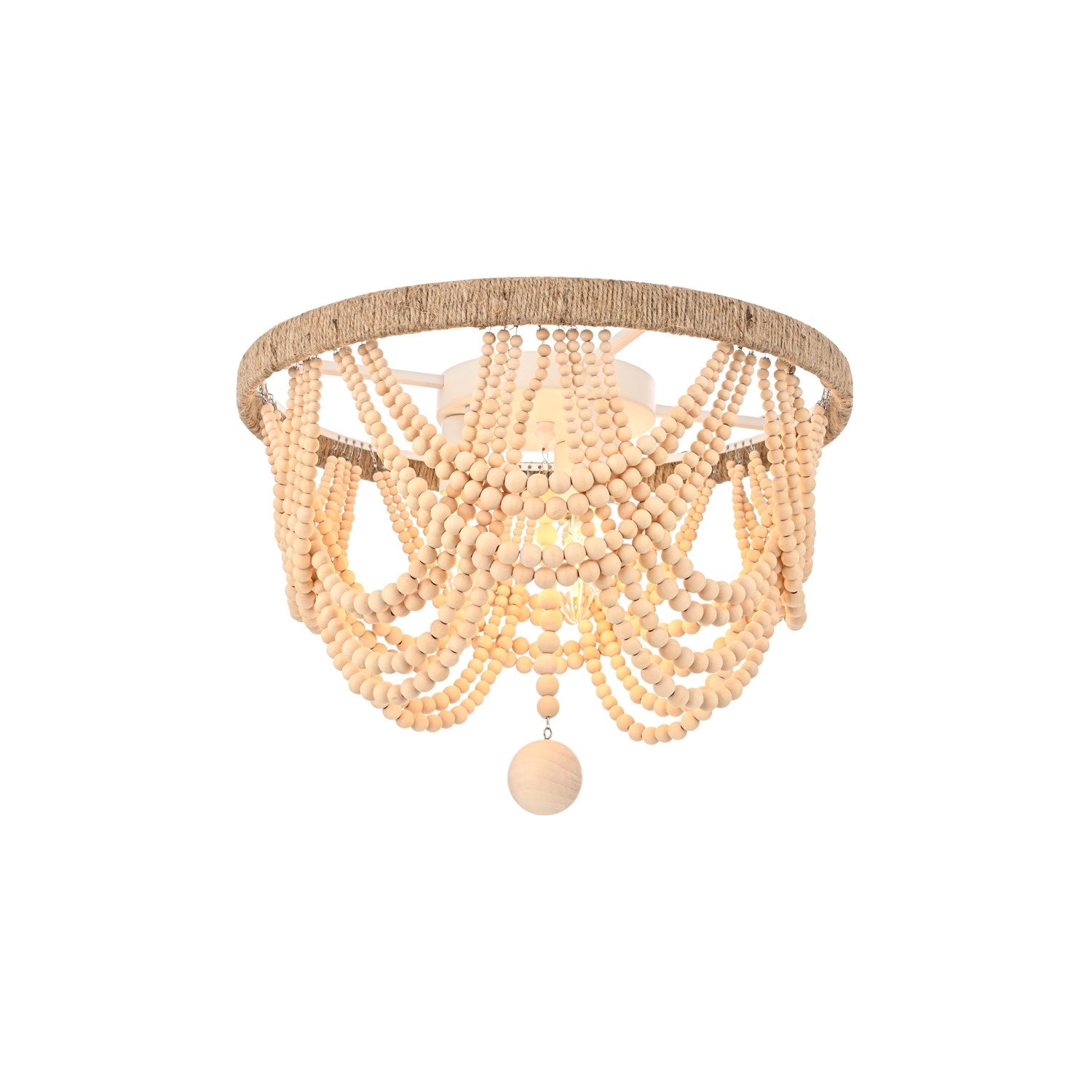 16 Inch Beaded Flush Mount In Beige by Living District