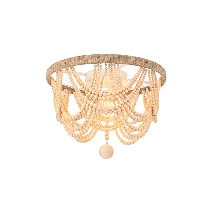 16 Inch Beaded Flush Mount In Beige by Living District