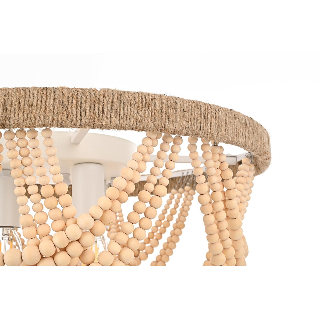 16 Inch Beaded Flush Mount In Beige