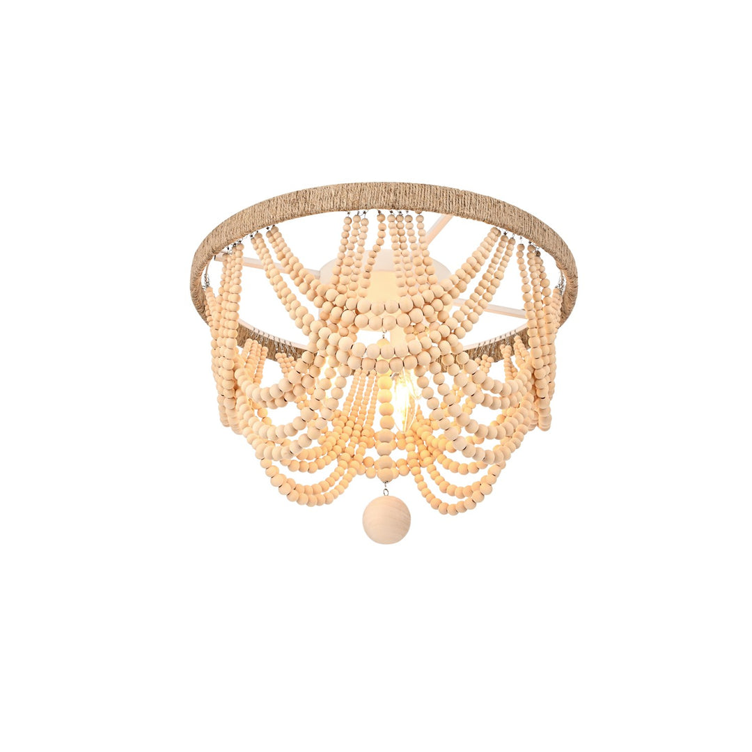 16 Inch Beaded Flush Mount In Beige