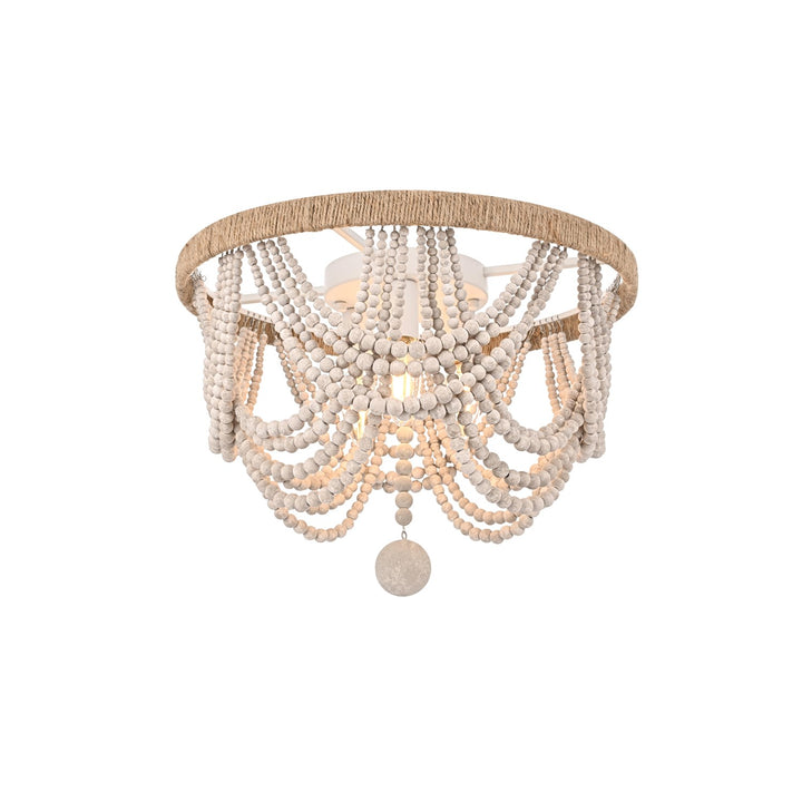 16 Inch Beaded Flush Mount In Antique White by Living District