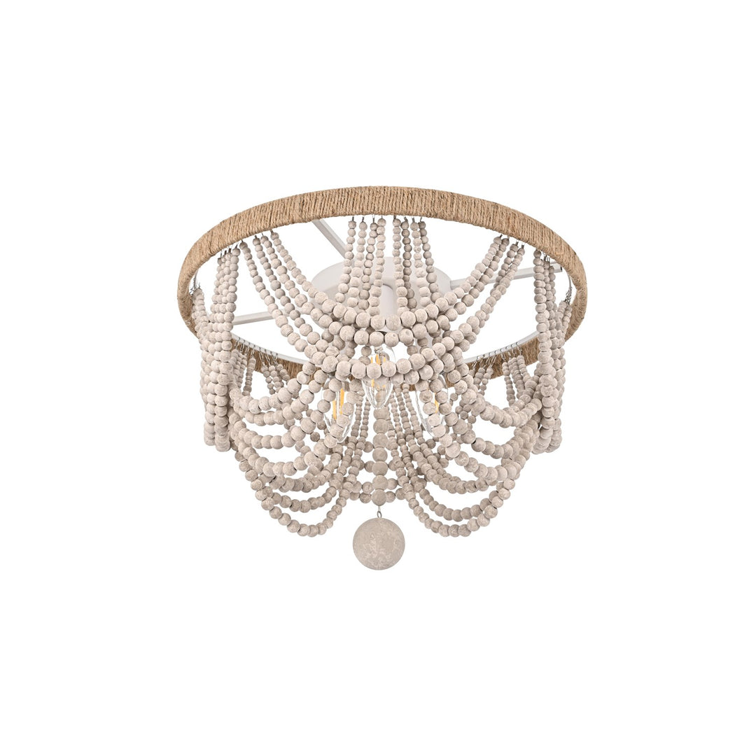 16 Inch Beaded Flush Mount In Antique White