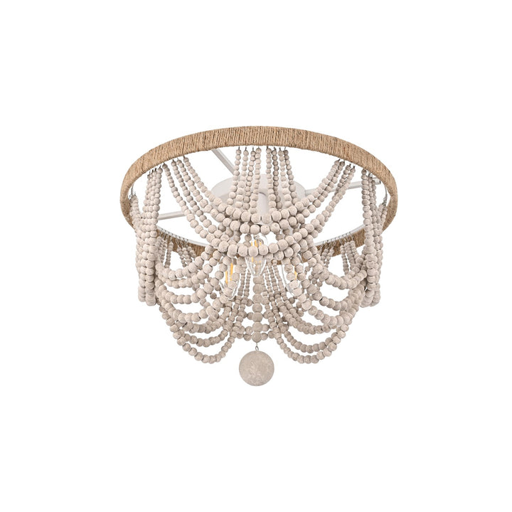 16 Inch Beaded Flush Mount In Antique White