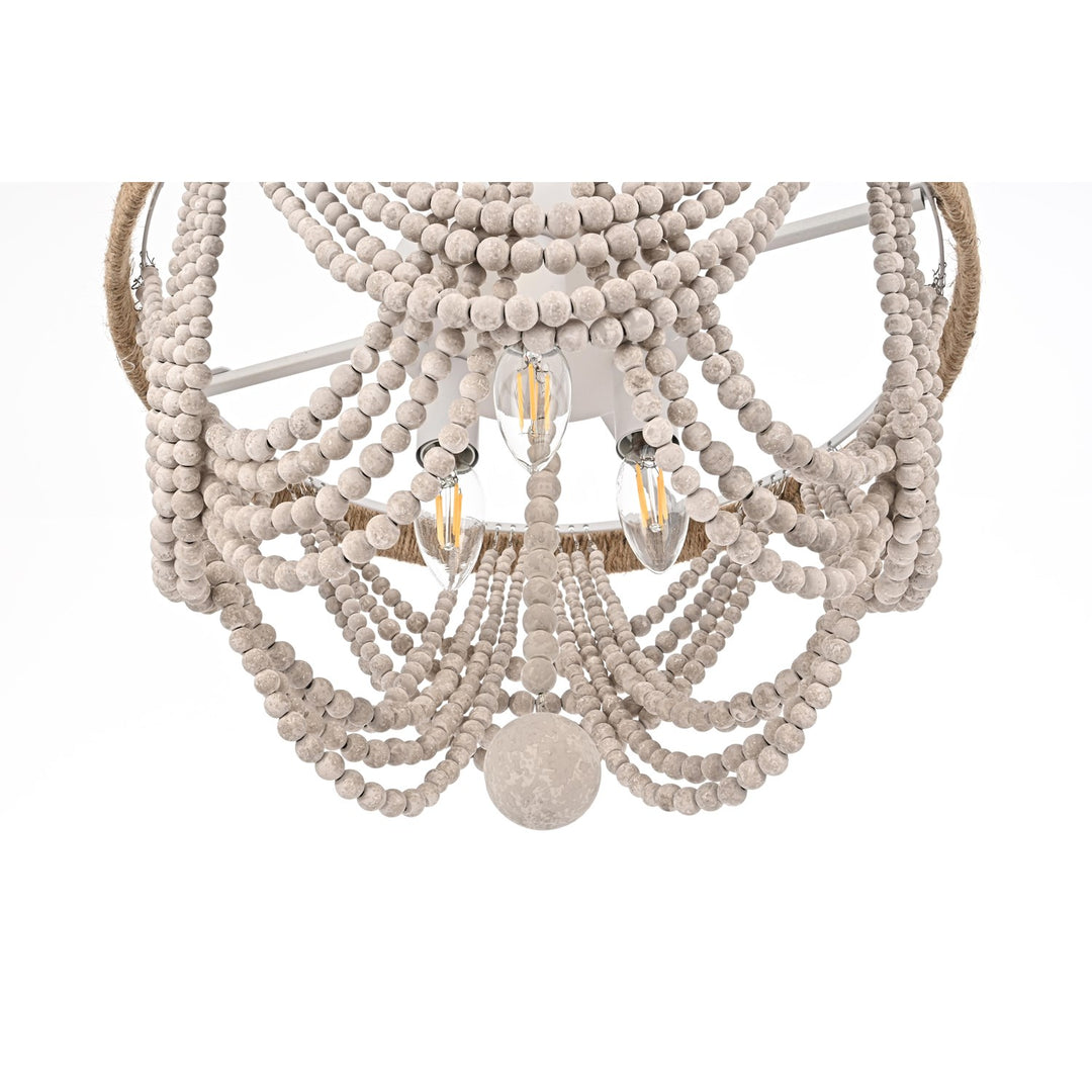 16 Inch Beaded Flush Mount In Antique White