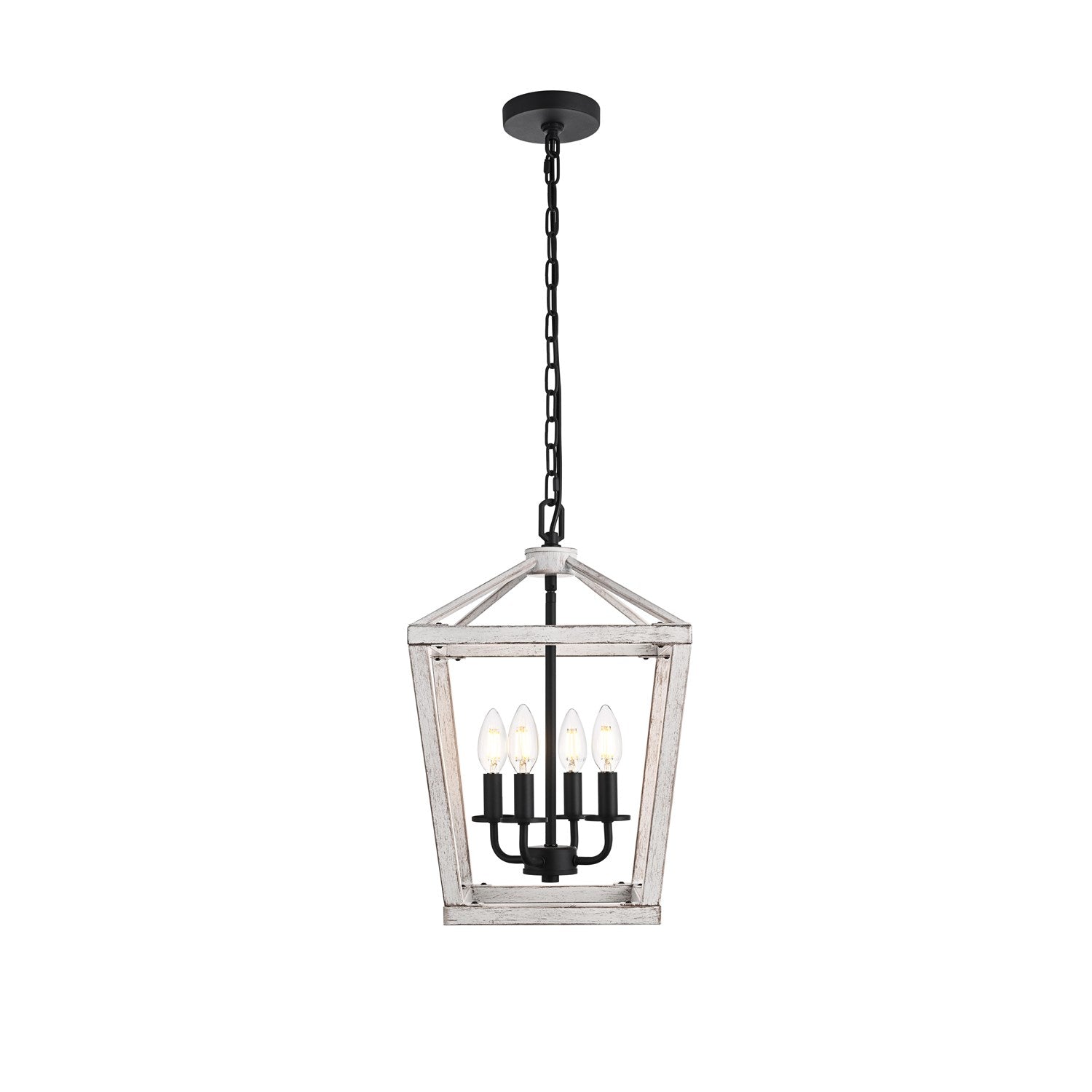 12 Inch Latern Pendant In Weathered White And Black by Living District