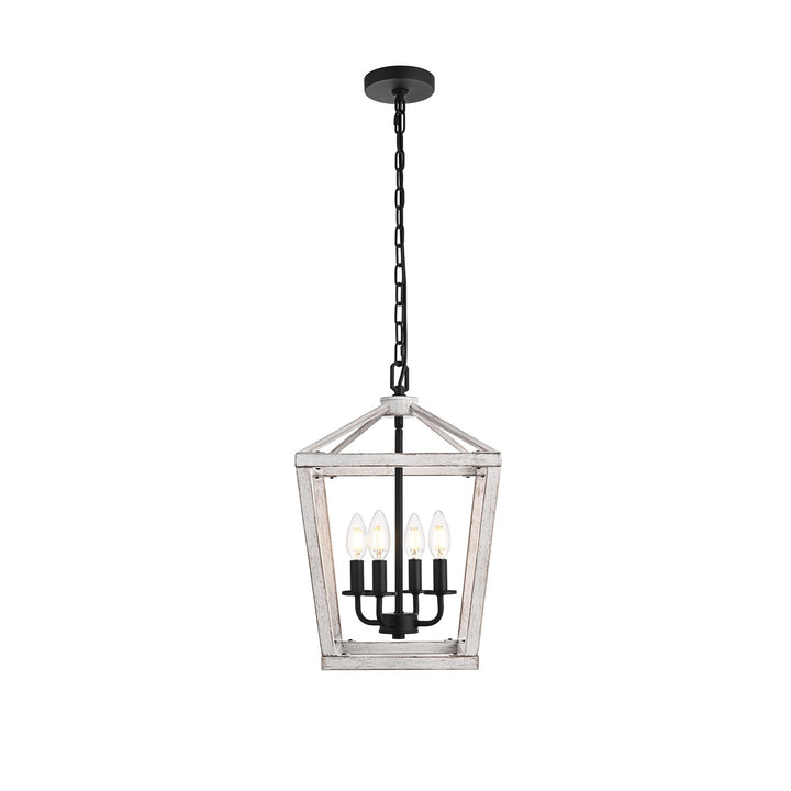 12 Inch Latern Pendant In Weathered White And Black by Living District