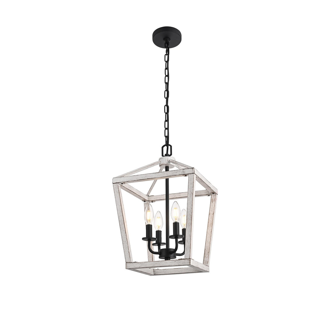 12 Inch Latern Pendant In Weathered White And Black