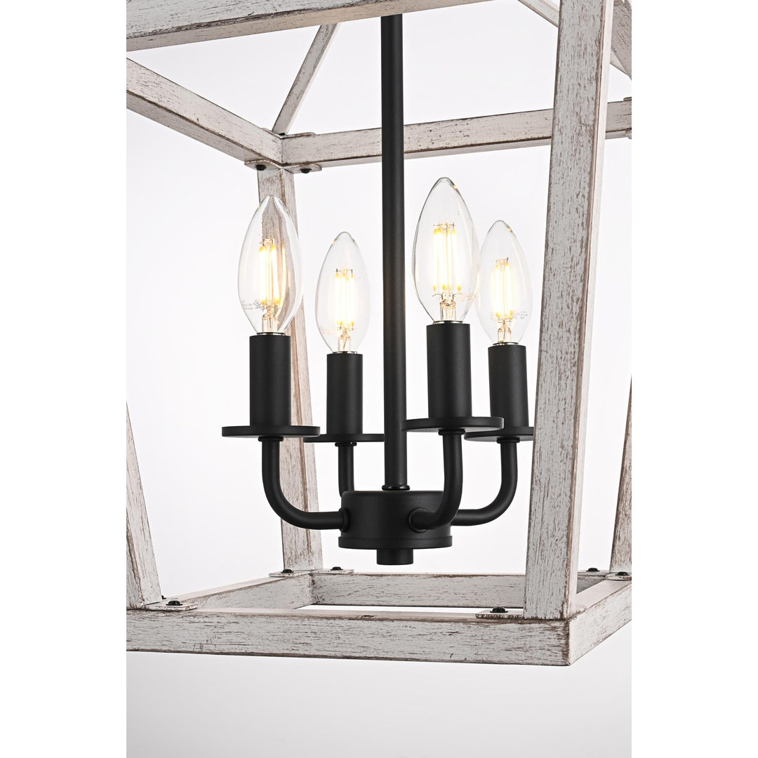12 Inch Latern Pendant In Weathered White And Black