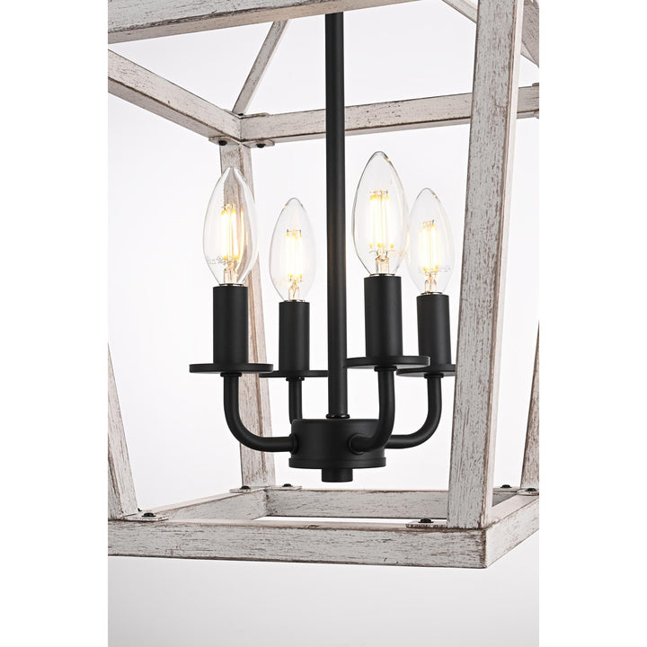 12 Inch Latern Pendant In Weathered White And Black