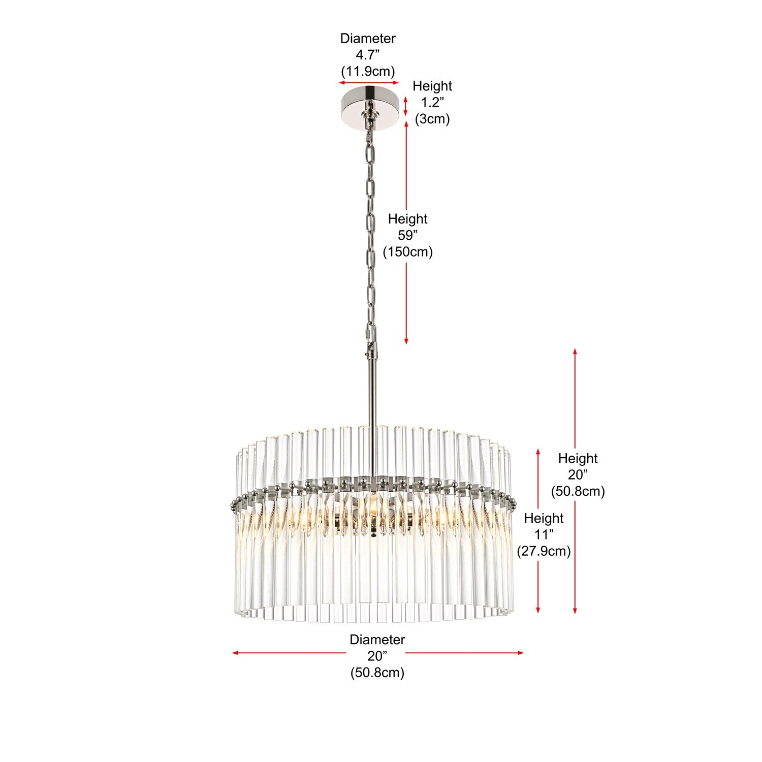20 Inch Chandelier In Polished Nickel