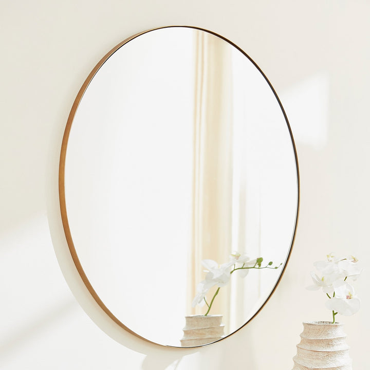 36" Round Mirror - Gold