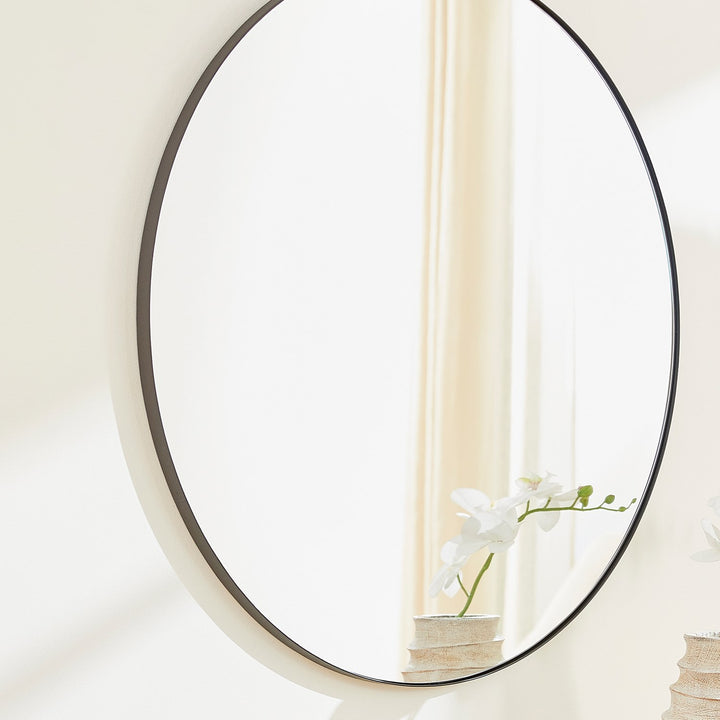 36" Round Mirror - Matte Black