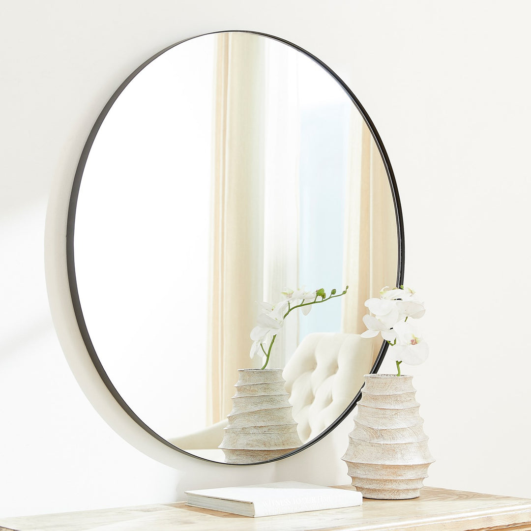 42" Round Mirror - Matte Black
