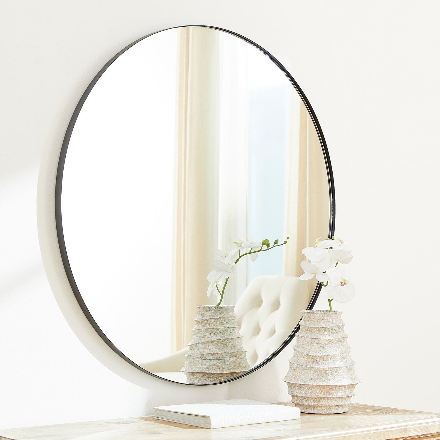 42" Round Mirror - Matte Black