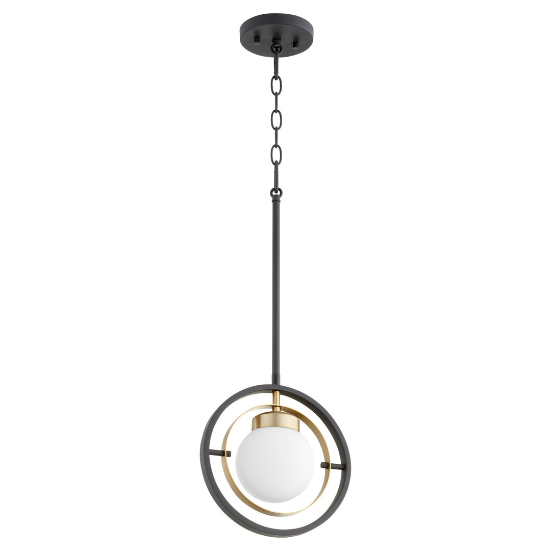 Nimatte Blackus 1Lt Pendantd -Textured Black/Aged Brass by Quorum