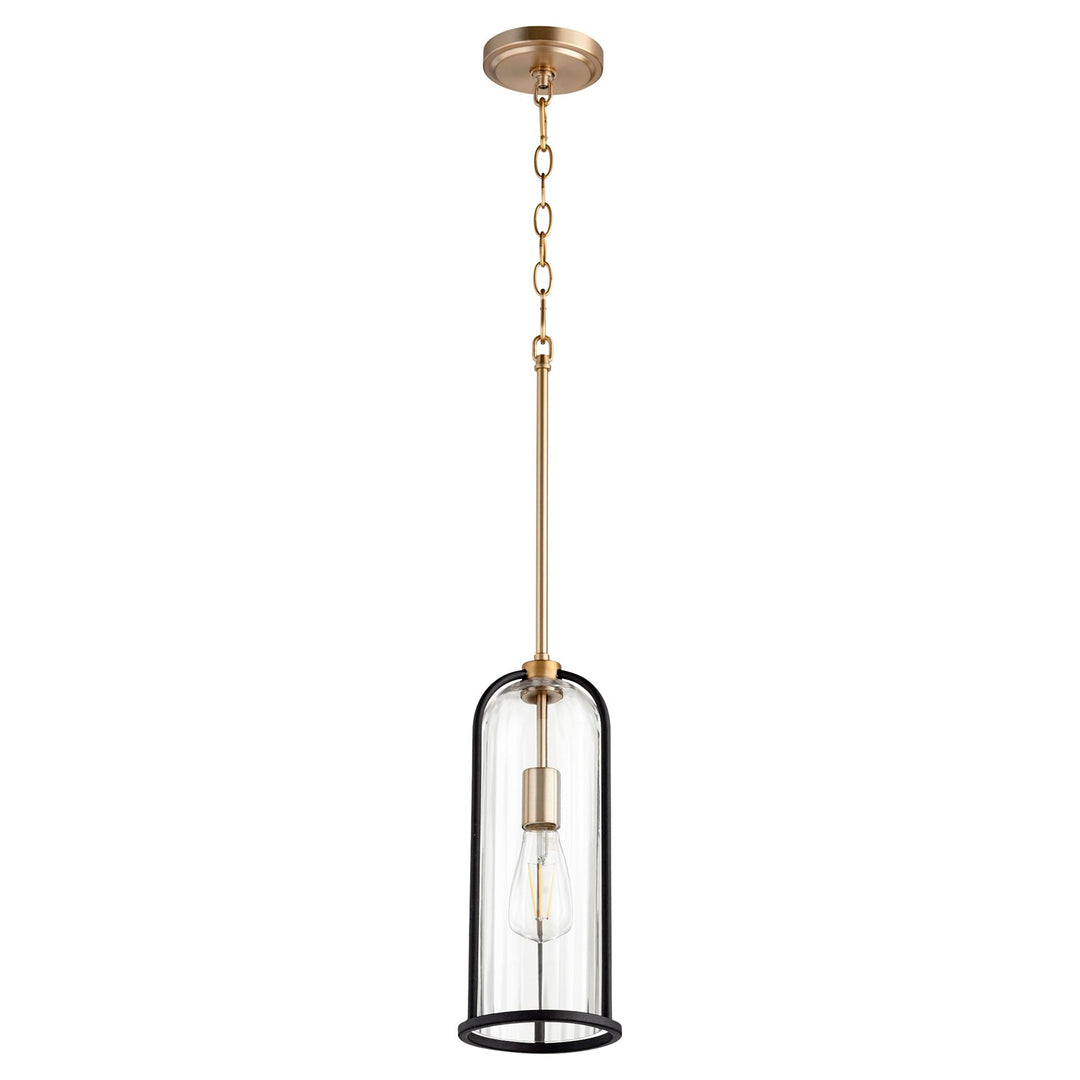 Espy 1Lt Pendantd - Textured Black/Aged Brass by Quorum