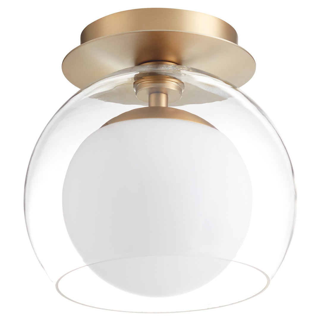9" Clear W/ Opal Cmnt-Aged Brass by Quorum