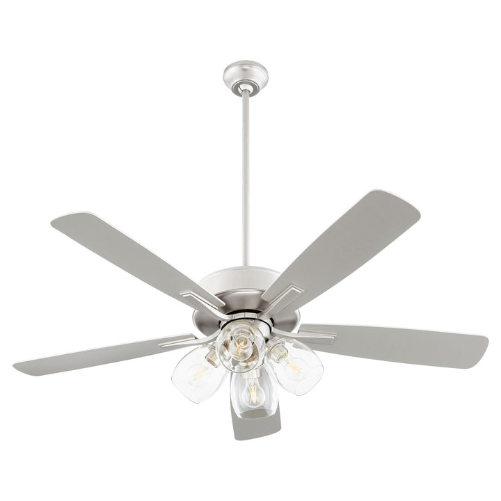 Ovation 4Lt Clear Gold Leafass - Satin Nickel/Wlnt by Quorum