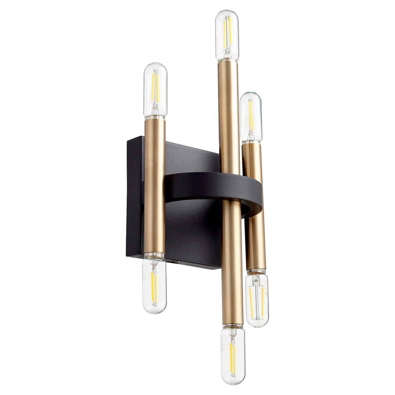 Luxe 6Lt Wall Mt -Textured Black/Aged Brass by Quorum