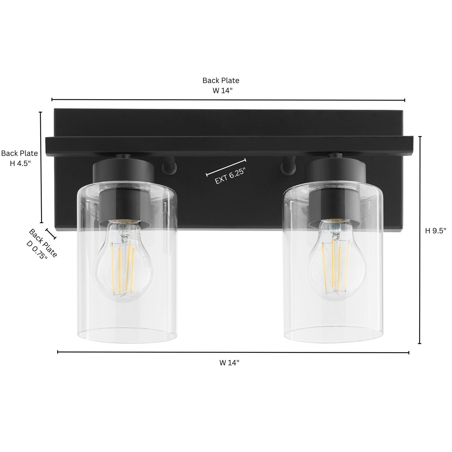 Carter 2Lt Vanity - Matte Black