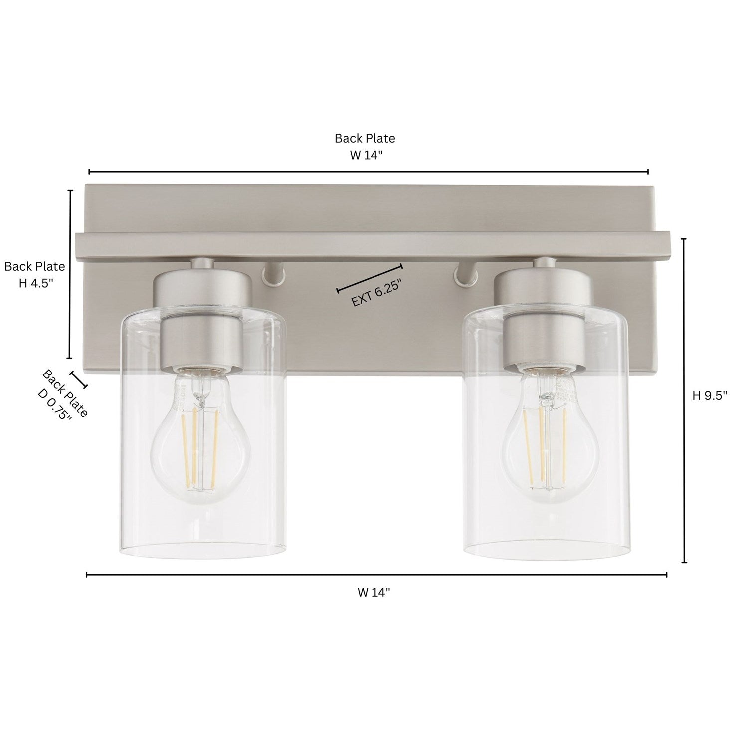 Carter 2Lt Vanity - Satin Nickel