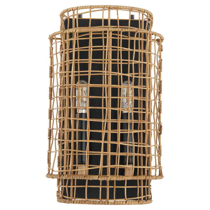 Abaca 2Lt Sconce - Matte Black by Quorum