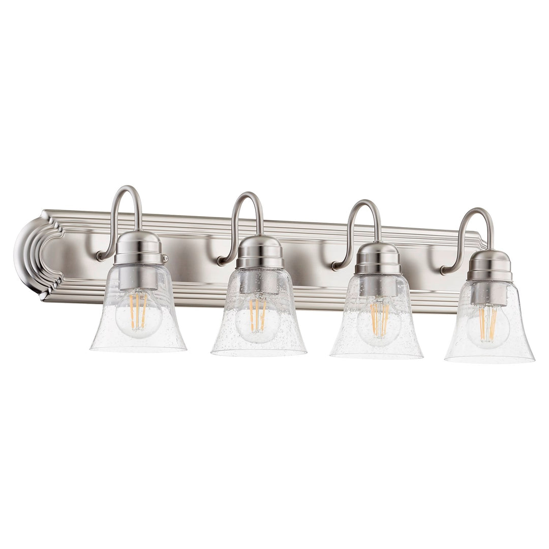 Campbell 4Lt Vnty W/ Clr/Seed -Satin Nickel by Quorum
