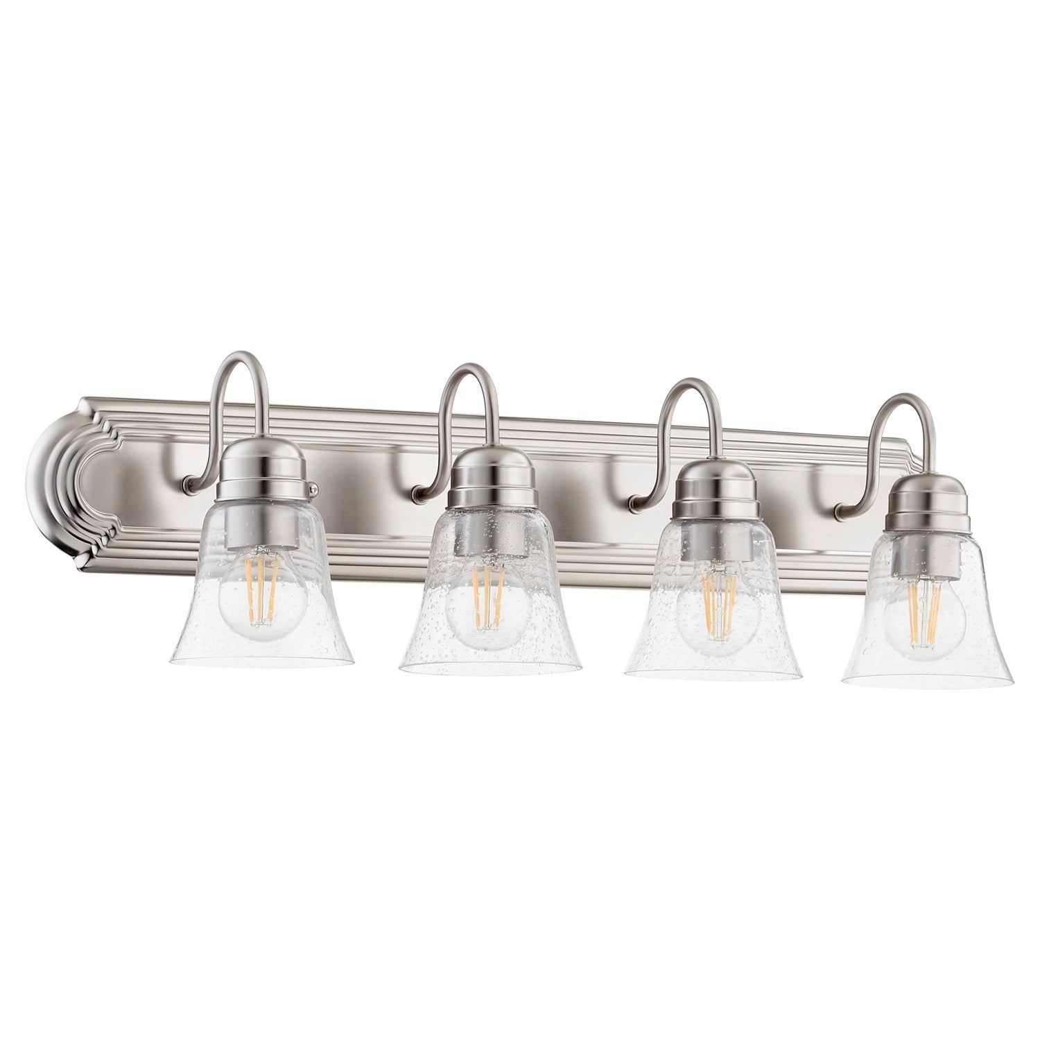 Campbell 4Lt Vnty W/ Clr/Seed -Satin Nickel by Quorum