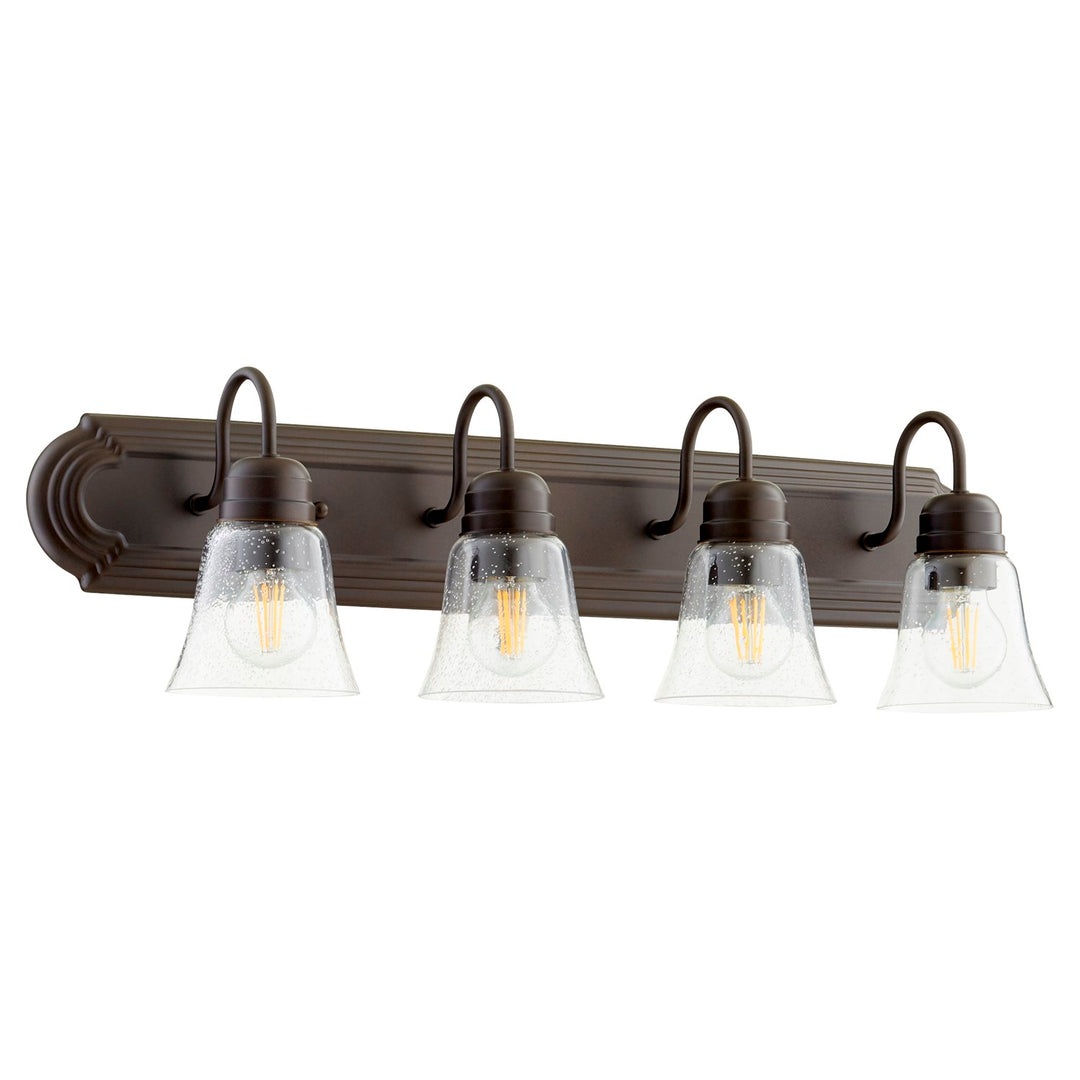 Campbell 4Lt Vnty W/ Clr/Seed - Oiled Bronze by Quorum
