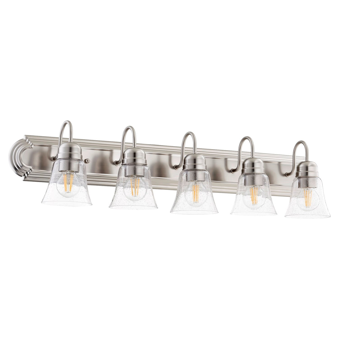 Campbell 5Lt Vnty W/ Clr/Seed -Satin Nickel by Quorum