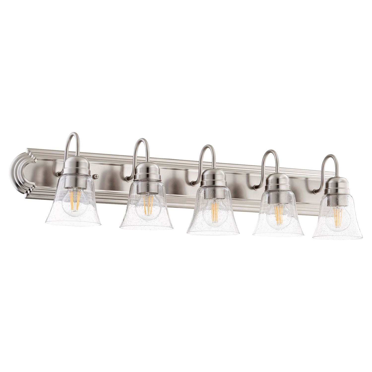 Campbell 5Lt Vnty W/ Clr/Seed -Satin Nickel by Quorum