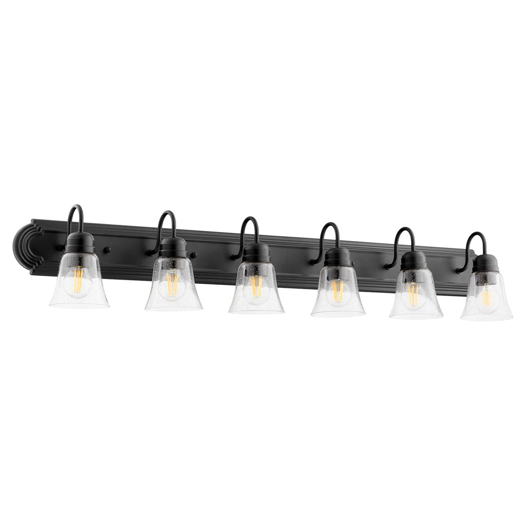 Campbell 6Lt Vnty W/ Clr/Seed -Textured Black by Quorum