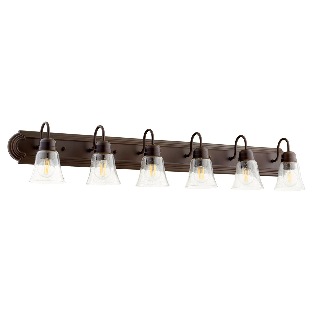 Campbell 6Lt Vnty W/ Clr/Seed - Oiled Bronze by Quorum