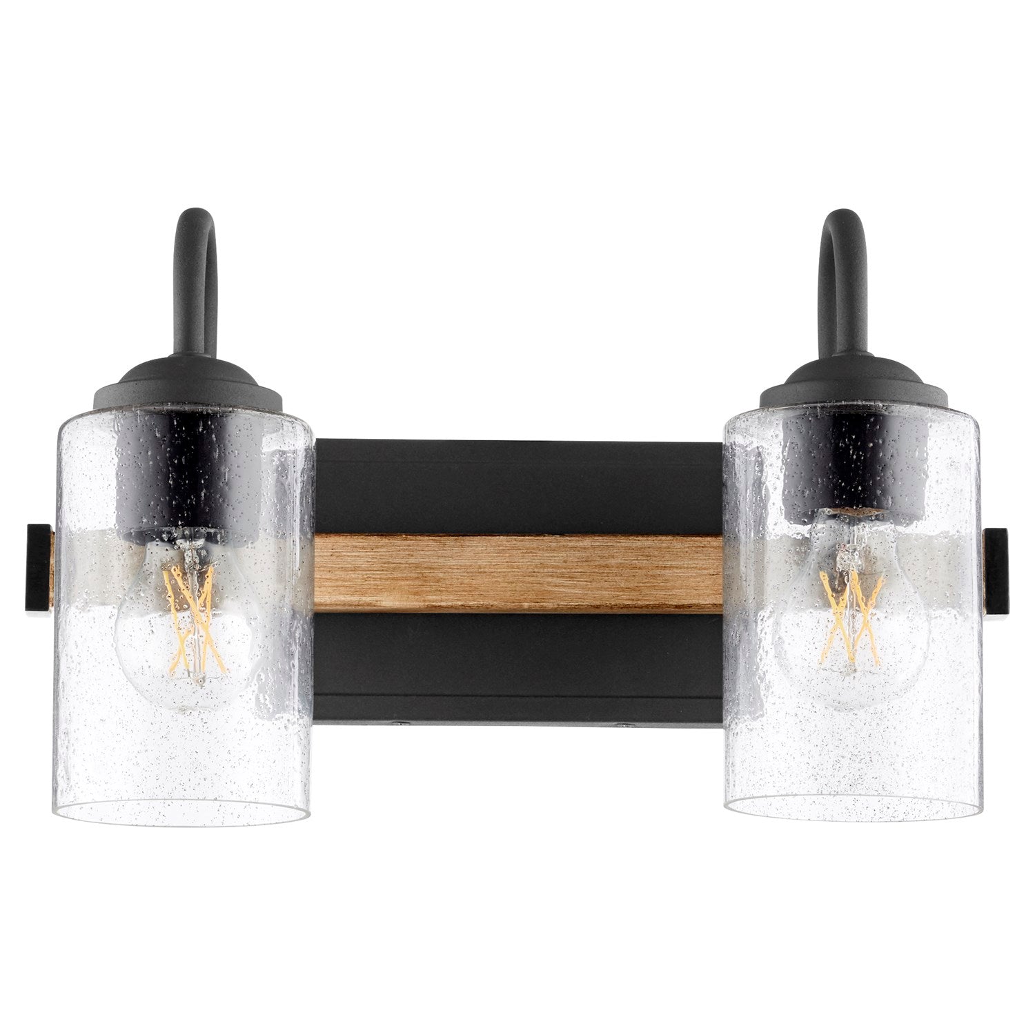 2Lt Pepper Gold Leafass Vnty - Textured Black by Quorum