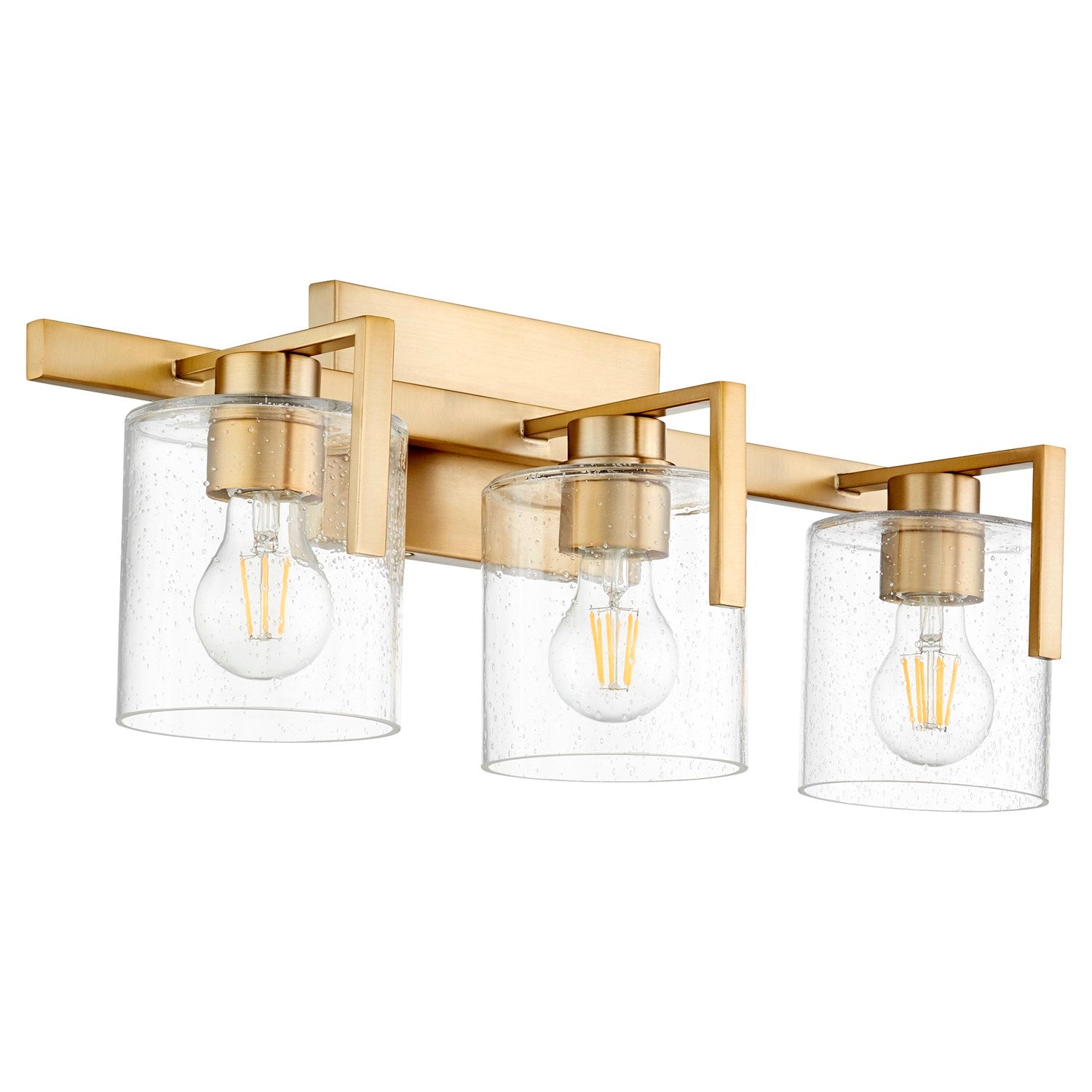 3Lt Clr/Seed Vanity - Aged Brass by Quorum