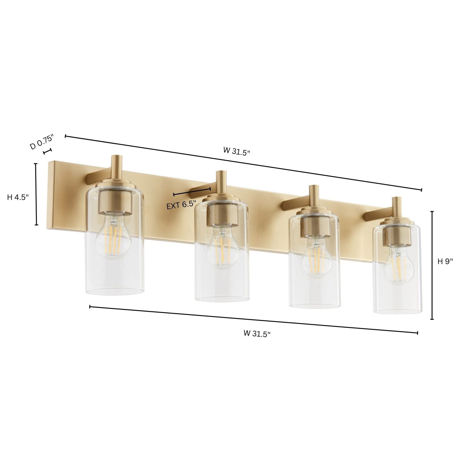 Fallstantique Flemishf 4Lt Vanity -Aged Brass