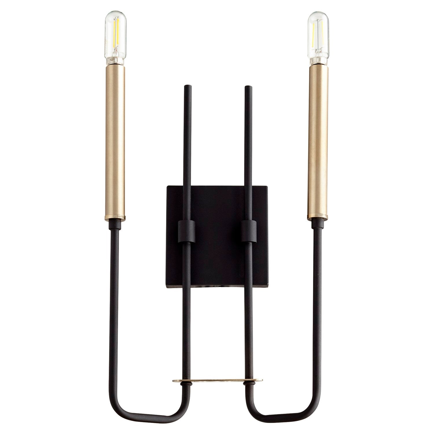 Hope 2Lt Wall Mt -Textured Black/Aged Brass by Quorum