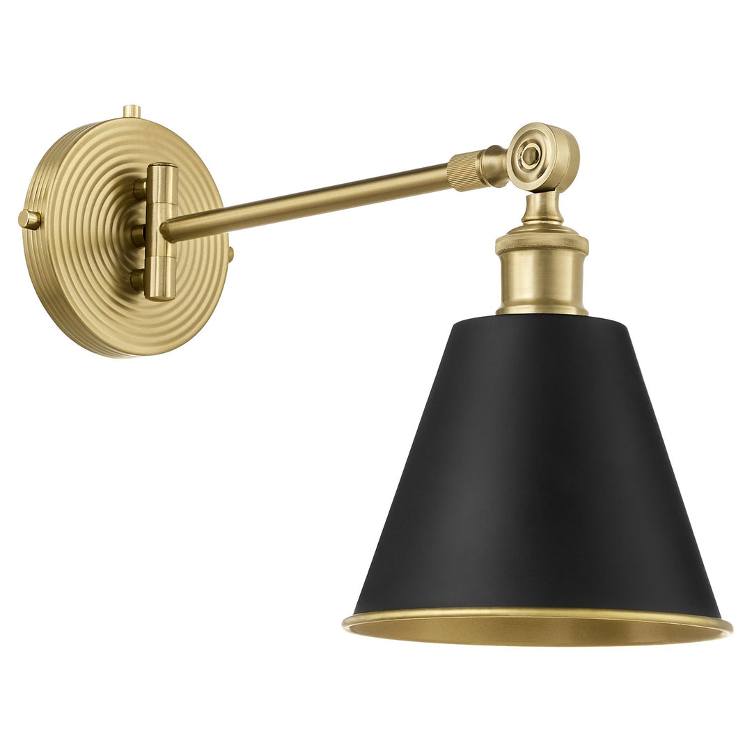 Bailey 1Lt Wall Lamp - Matte Black/Aged Brass by Quorum