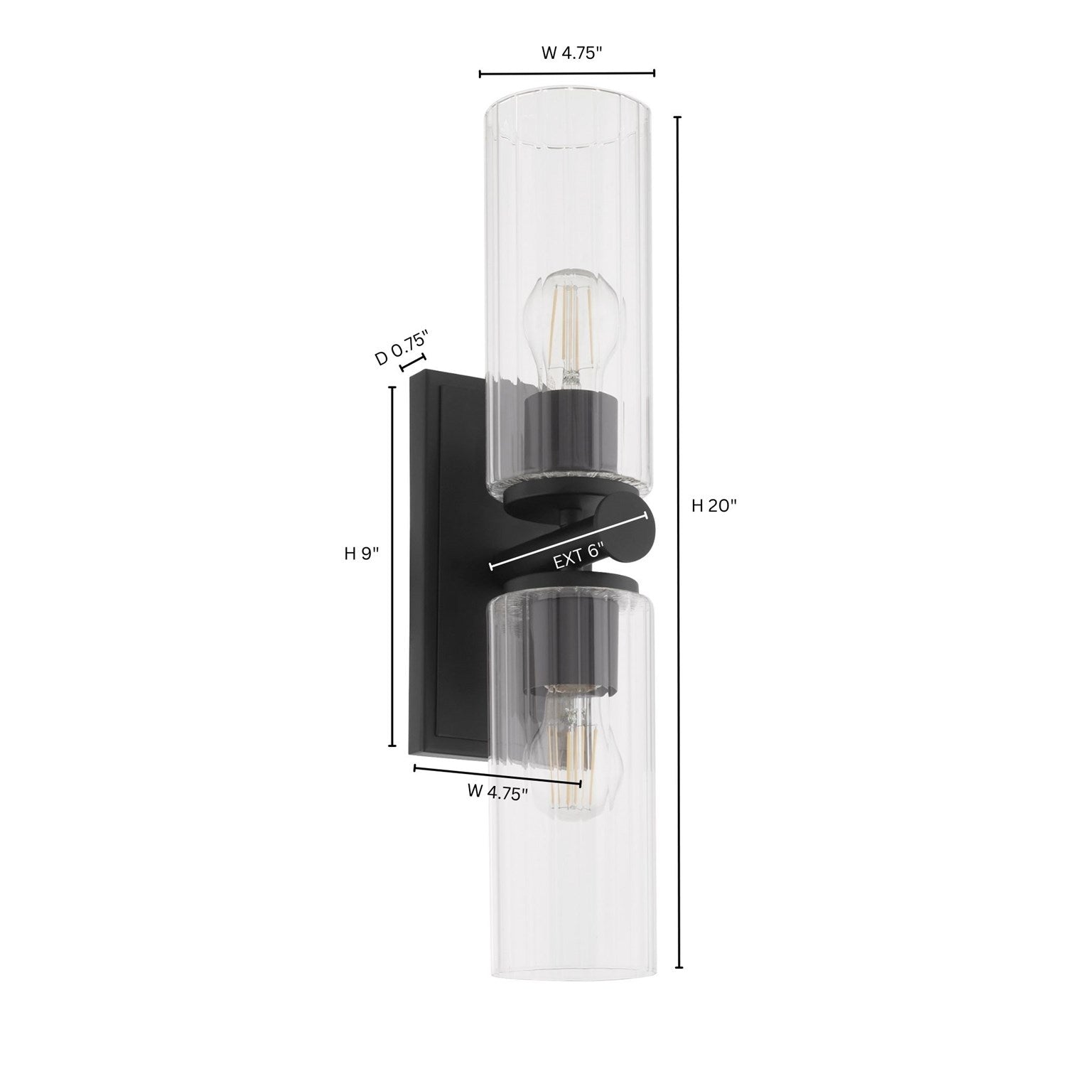 Mercier 2Lt Wall Mount - Matte Black by Quorum