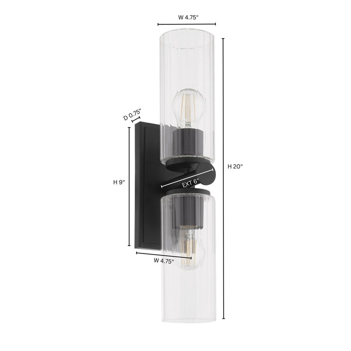 Mercier 2Lt Wall Mount - Matte Black by Quorum