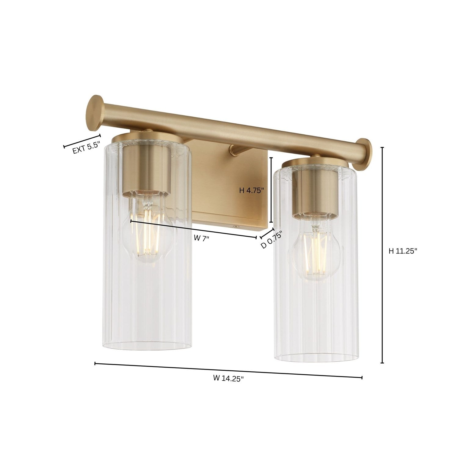 Mercier 2Lt Vanity - Aged Brass by Quorum