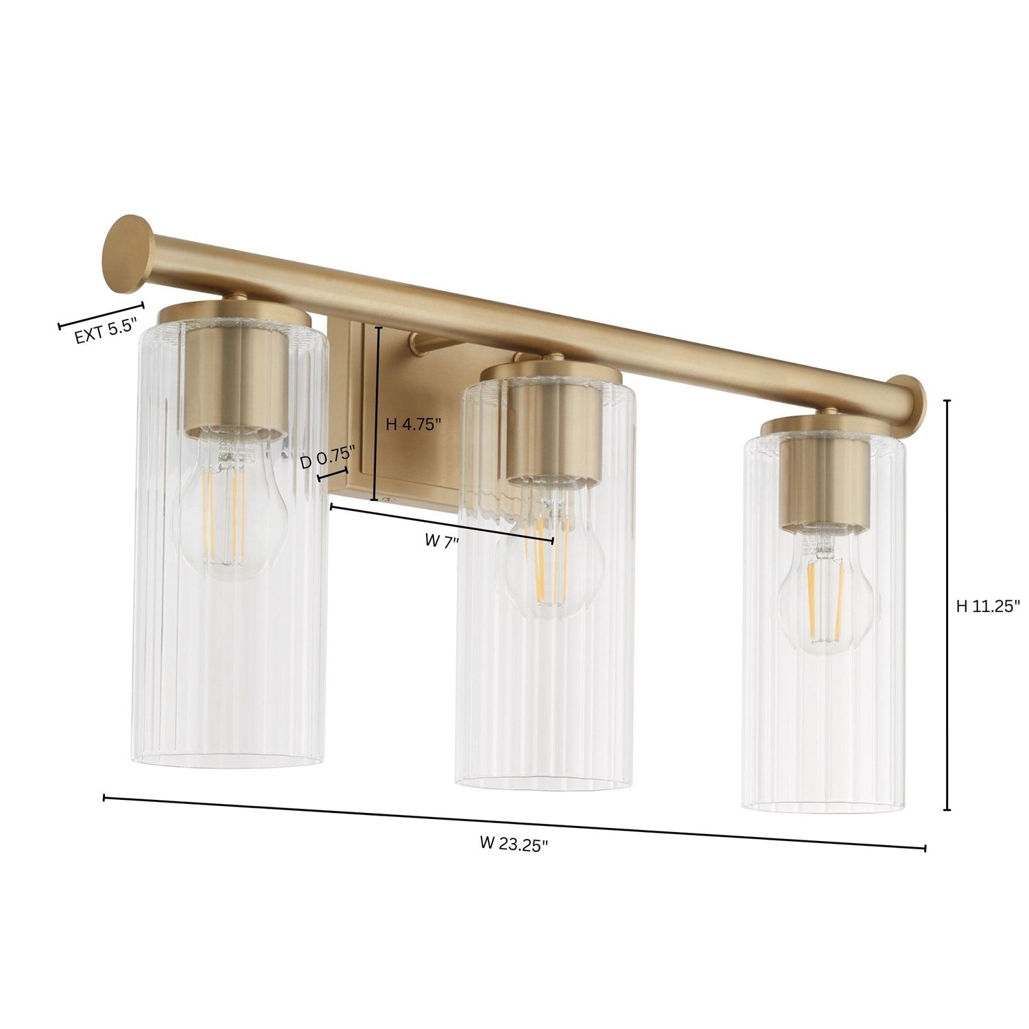Mercier 3Lt Vanity - Aged Brass by Quorum