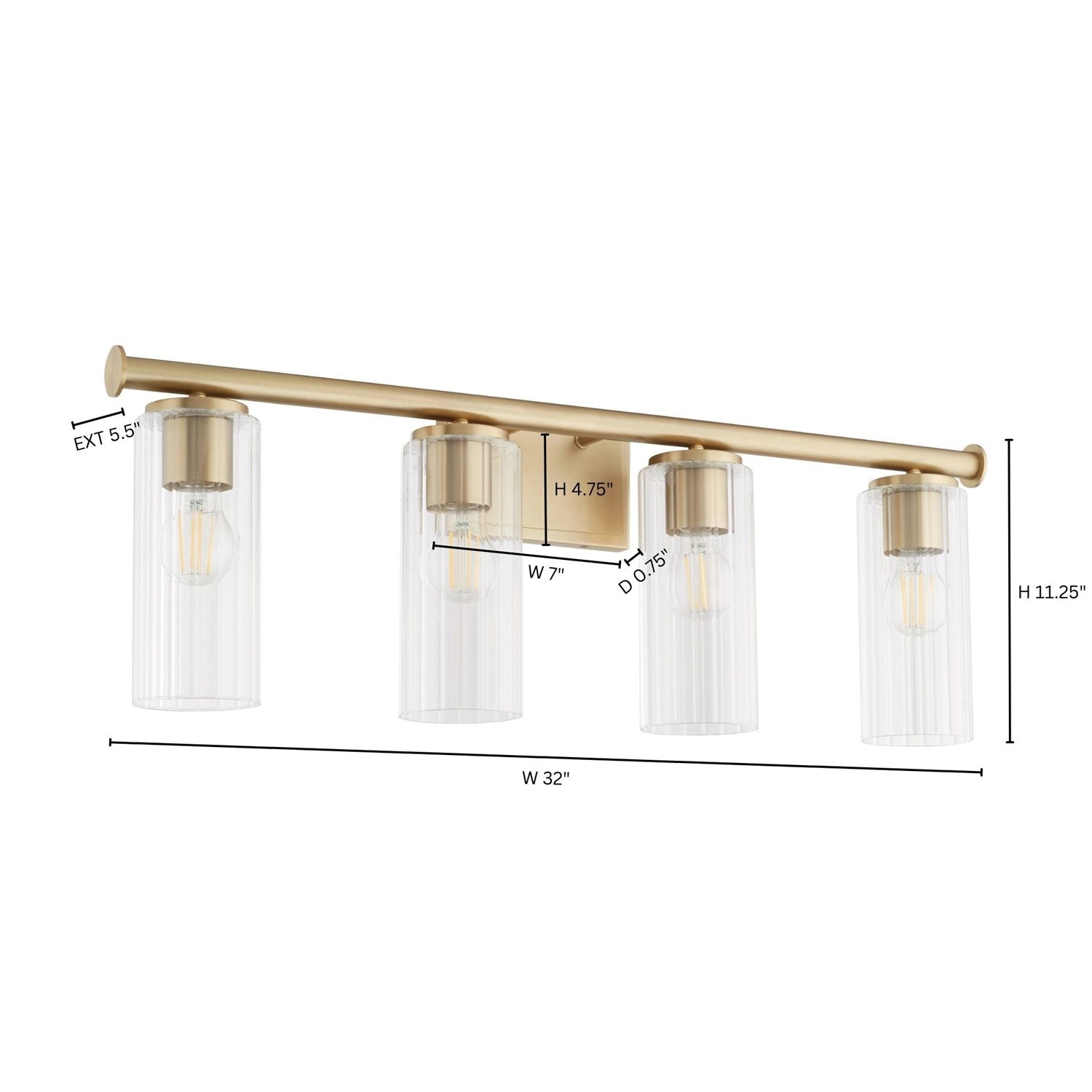 Mercier 4Lt Vanity - Aged Brass by Quorum