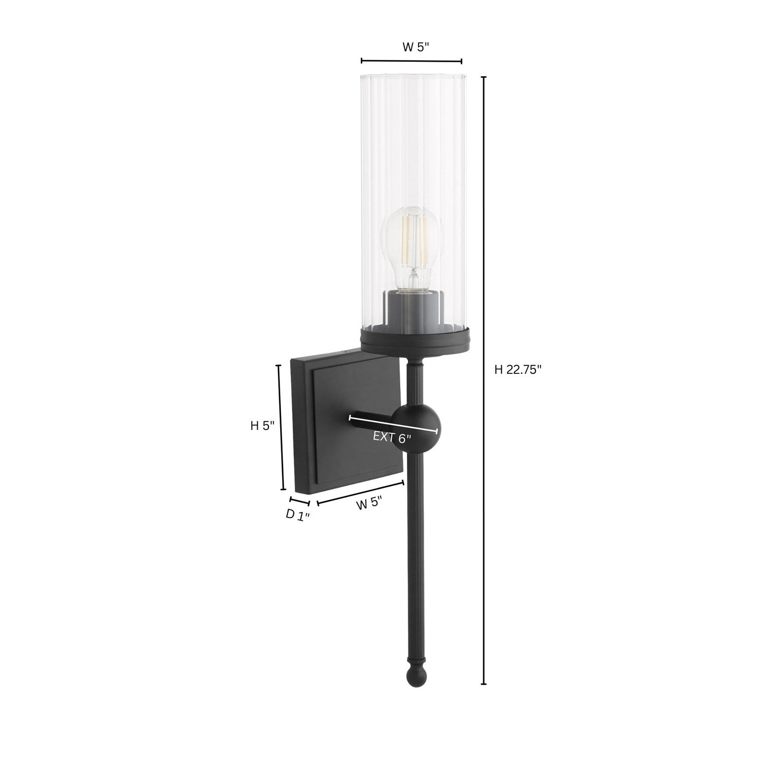 Lee Blvd 1Lt Wall Mt -Matte Black by Quorum