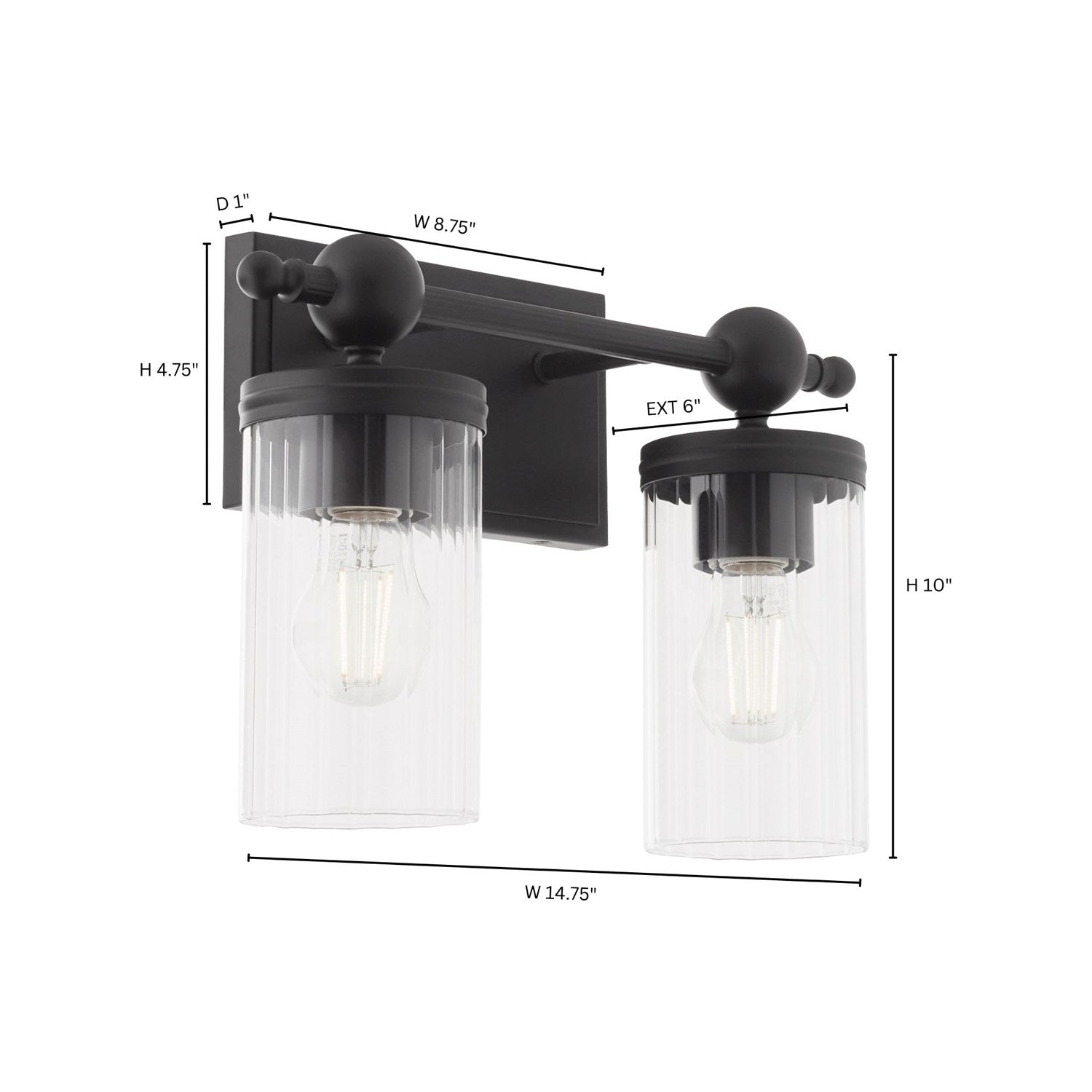 Lee Blvd 2Lt Vanity - Matte Black by Quorum