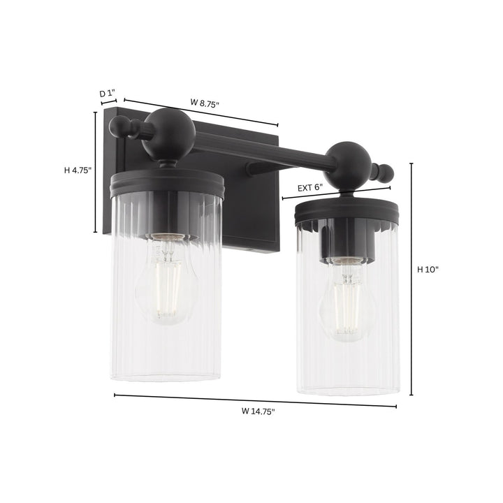 Lee Blvd 2Lt Vanity - Matte Black by Quorum