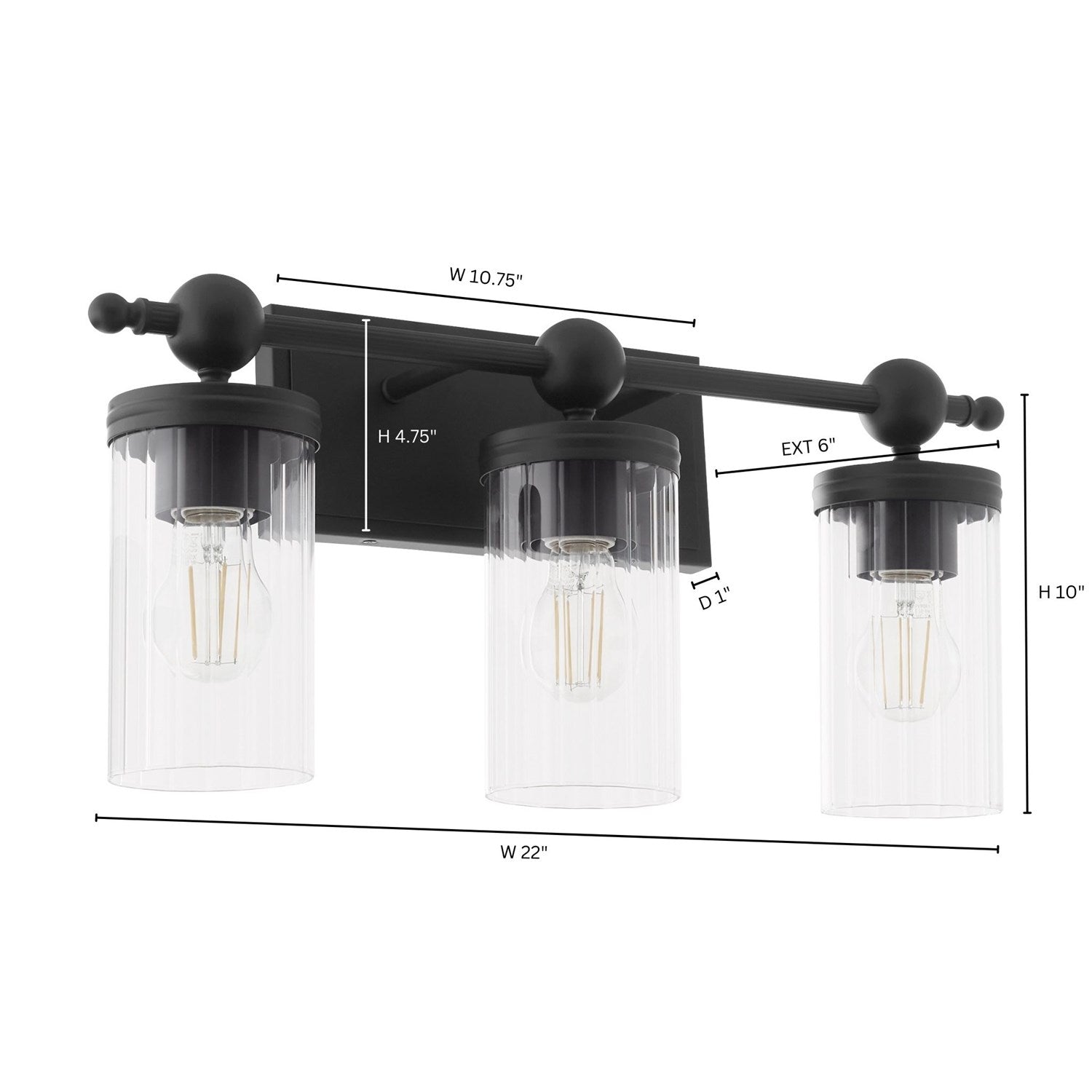 Lee Blvd 3Lt Vanity - Matte Black by Quorum