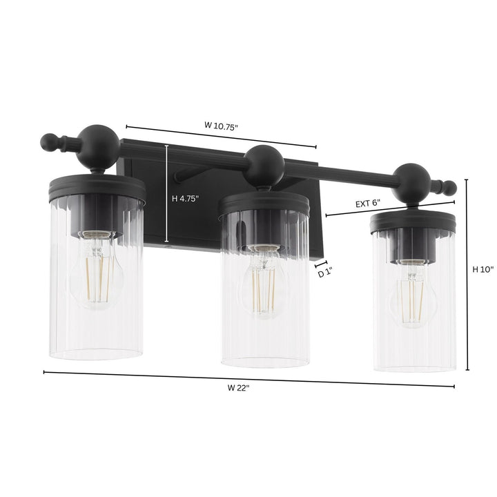 Lee Blvd 3Lt Vanity - Matte Black by Quorum